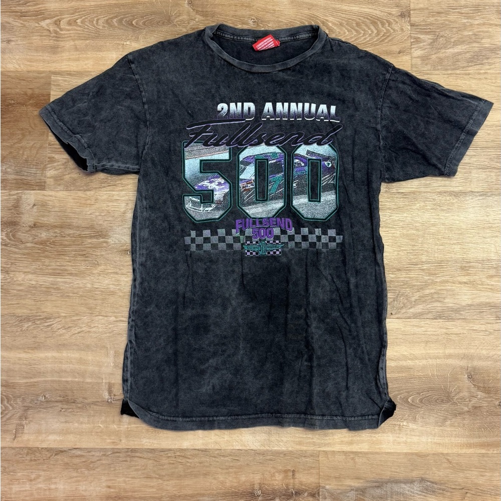 Black Short Sleeve Tee with Checkered 500 Design